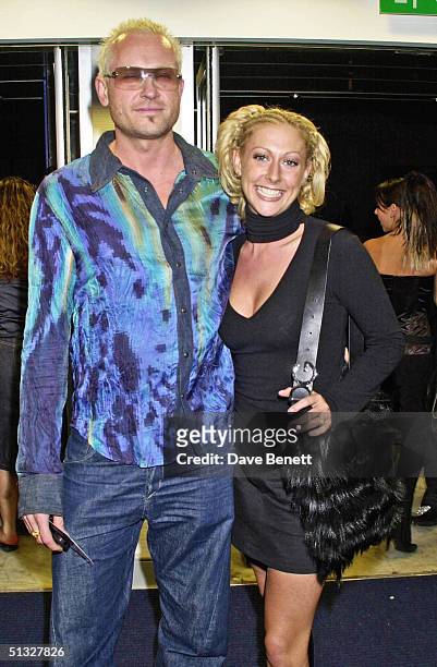 Faye Tozer and her boyfriend attend the UK Premiere of "American Pie 2" at The Odeon Cinema followed by the party at Titanic Restaurant on September...