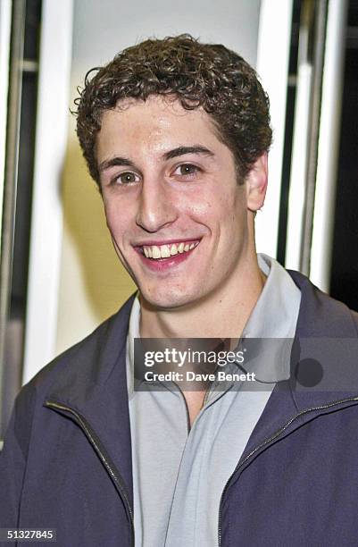 Jason Biggs attends the UK Premiere of "American Pie 2" at The Odeon Cinema followed by the party at Titanic Restaurant on September 6, 2001 in...
