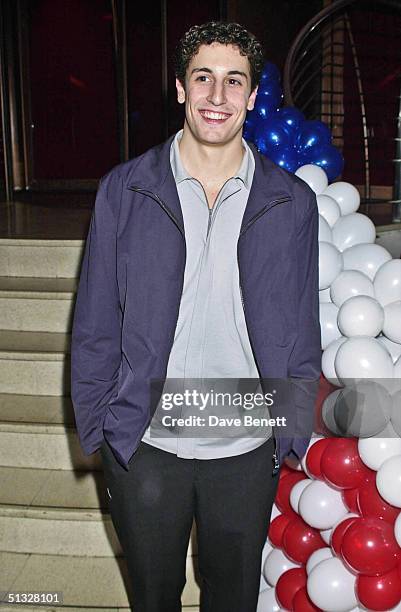 Jason Biggs attends the UK Premiere of "American Pie 2" at The Odeon Cinema followed by the party at Titanic Restaurant on September 6, 2001 in...