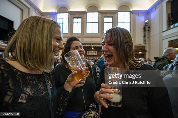 Debroah Cook Lauren Friend and her stepmother Dawn Friend share a laugh over beer and stout at the London Drinker Beer and Cider Festival at the...