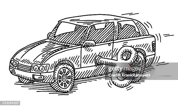 illustrazioni stock, clip art, cartoni animati e icone di tendenza di meccanica auto giocattolo disegno - clockwork car