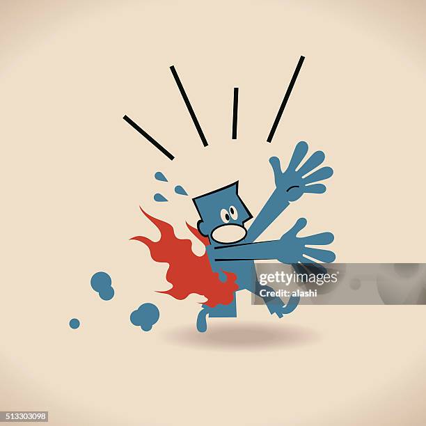 stockillustraties, clipart, cartoons en iconen met businessman screaming and running with pants on fire - ambtenaar