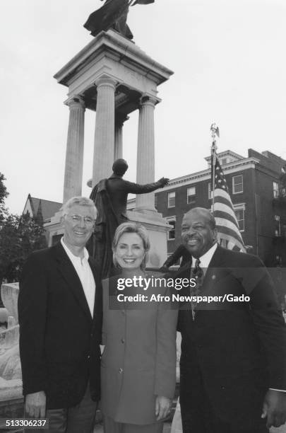 Politician and former First Lady of the United States Hillary Clinton, 59th Governor of Maryland Parris Glendening and politician and Maryland...