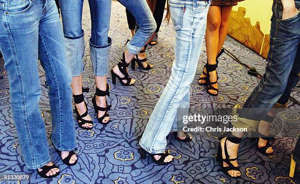 lfw spring/summer 2005 - john rocha - floral pattern trousers stock pictures, royalty-free photos & images