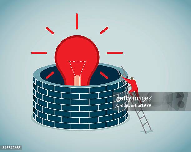 brick wall - treppenhaus leute wissenschaft stock-grafiken, -clipart, -cartoons und -symbole