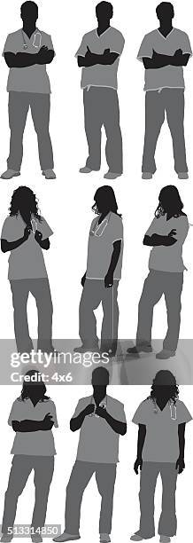 people in various actions - female doctors stock illustrations