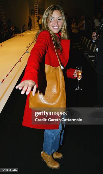 Singer Mel Blatt arrives at the Betty Jackson fashion show as part of London Fashion Week Spring/Summer 2005 at the BFC Tent, Duke of York's HQ,...