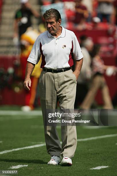 Assistant Head Coach Offense Joe Bugel of the Washington Redskins walks on the field before the game against the Tampa Bay Buccaneers at FedEx Field...