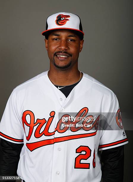 Hoes of the Baltimore Orioles poses during photo day at Ed Smith Stadium on February 28, 2016 in Sarasota, Florida.