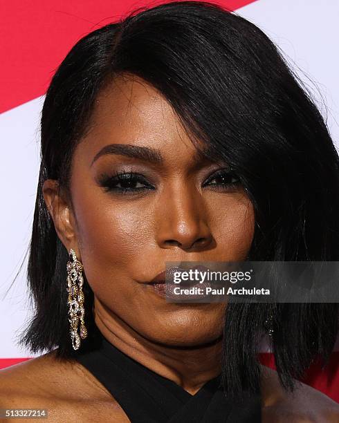 Actress Angela Bassett attends the premiere of "London Has Fallen" at ArcLight Cinemas Cinerama Dome on March 1, 2016 in Hollywood, California.