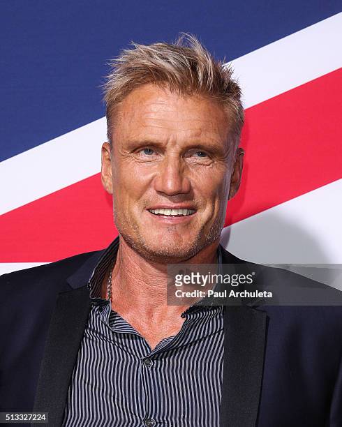 Actor Dolph Lundgren attends the premiere of "London Has Fallen" at ArcLight Cinemas Cinerama Dome on March 1, 2016 in Hollywood, California.