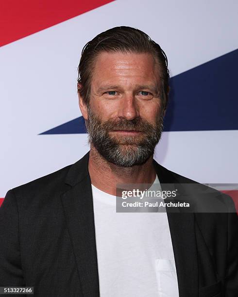 Actor Aaron Eckhart attends the premiere of "London Has Fallen" at ArcLight Cinemas Cinerama Dome on March 1, 2016 in Hollywood, California.