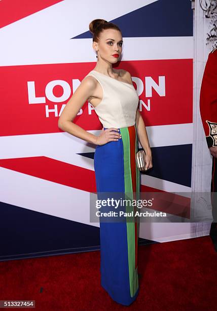 Actress Holland Roden attends the premiere of "London Has Fallen" at ArcLight Cinemas Cinerama Dome on March 1, 2016 in Hollywood, California.