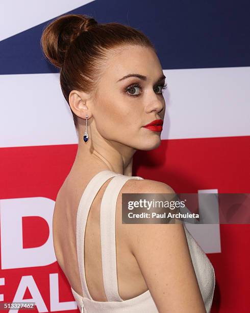 Actress Holland Roden attends the premiere of "London Has Fallen" at ArcLight Cinemas Cinerama Dome on March 1, 2016 in Hollywood, California.