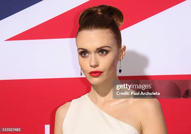 Actress Holland Roden attends the premiere of "London Has Fallen" at ArcLight Cinemas Cinerama Dome on March 1, 2016 in Hollywood, California.