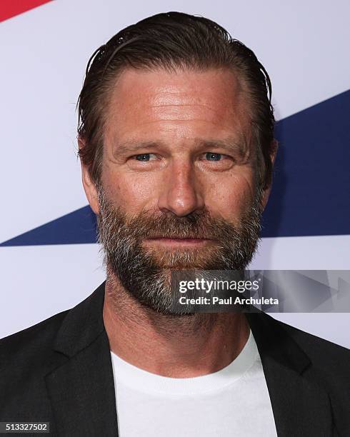 Actor Aaron Eckhart attends the premiere of "London Has Fallen" at ArcLight Cinemas Cinerama Dome on March 1, 2016 in Hollywood, California.
