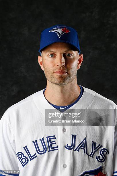 Happ of the Toronto Blue Jays poses for a photo during the Blue Jays' photo day on February 27, 2016 in Dunedin, Florida.