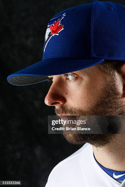 Scott Diamond of the Toronto Blue Jays poses for a photo during the Blue Jays' photo day on February 27, 2016 in Dunedin, Florida.