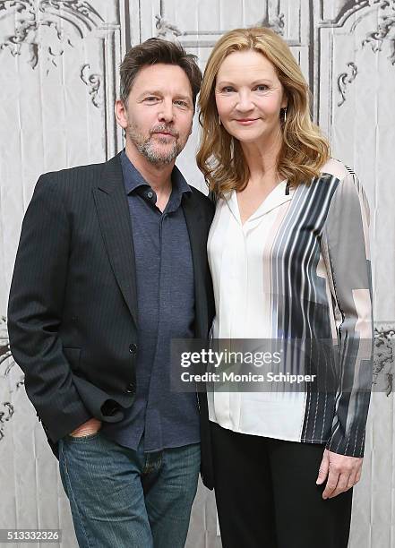Actors Andrew McCarthy and Joan Allen attend AOL Build Presents: "The Family" at AOL Studios In New York on March 2, 2016 in New York City.