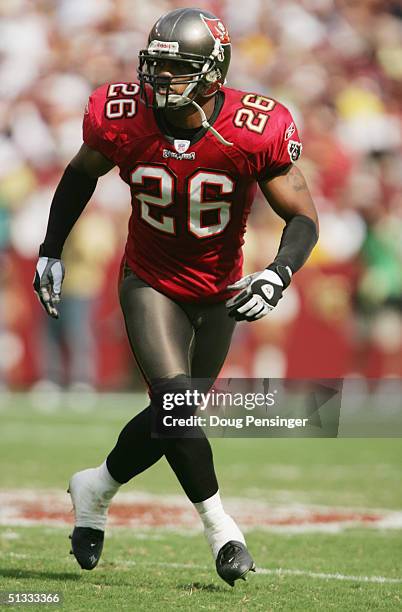 Dwight Smith of the Tampa Bay Buccaneers moves on the field during NFL week one game against the Washington Redskins at FedEx Field on September 12,...