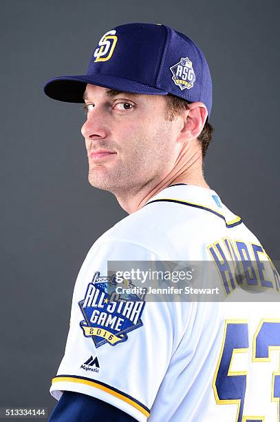 Pitcher Philip Humber of the San Diego Padres poses for a portrait during spring training photo day at Peoria Sports Complex on February 26, 2016 in...