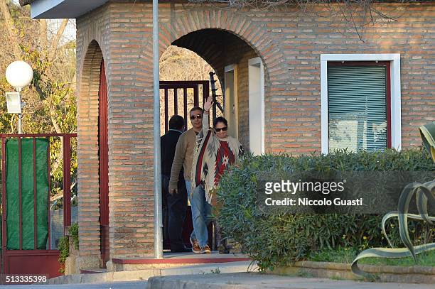Spanish singer Isabel Pantoja with her brother Agustin Pantoja leaving the jail after getting the conditional release on March 2, 2016 in Alcala de...