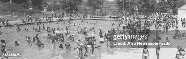 African-American children in a segregated swimming pool at Druid Hill Park, Baltimore, Maryland, 1940.