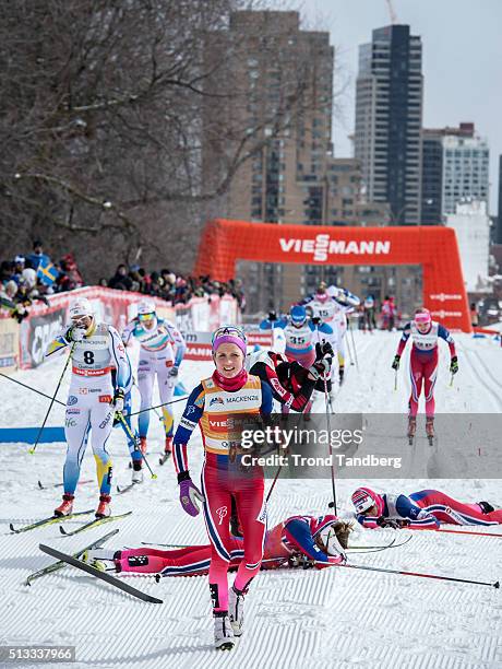 March 02: Winner Therese Johaug after race Cross Country Ladies 10.5 km Mass Start Classic on March 02, 2016 in Montreal, Canada .