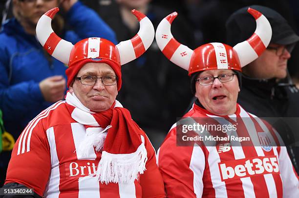 Stoke fans look on during the Barclays Premier League match between Stoke City and Newcastle United at the Britannia Stadium on March 2, 2016 in...