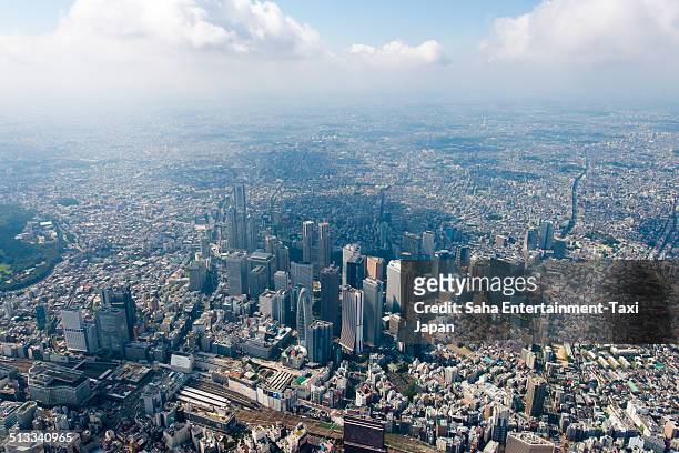 tokyo shinjuku aerial shot - shinjuku ward bildbanksfoton och bilder