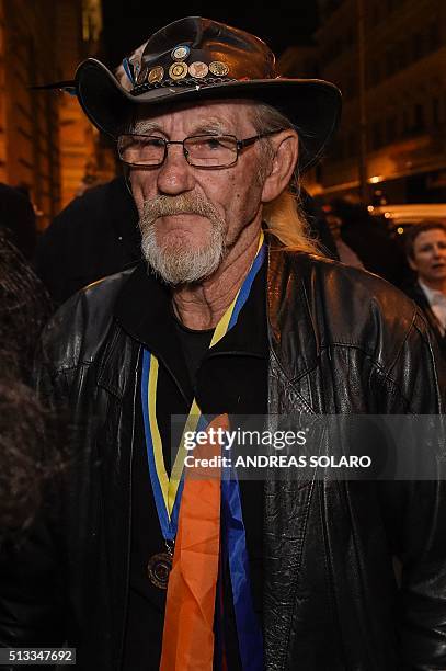 Catholic child abuse victim Gordon Hill arrives at the Quirinale hotel in Rome on March 2, 2016 to witness the video-linked Cardinal George Pell's...