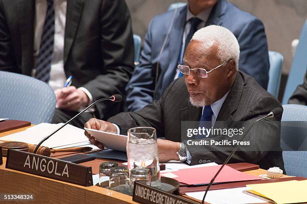 Angolan Ambassador Gaspar Martins, in his capacity as the Security Council President,offers opening remarks at the session. The United Nations...