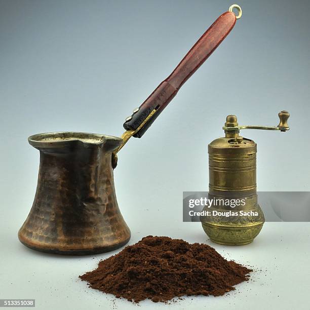 turkish coffee - cezve stockfoto's en -beelden