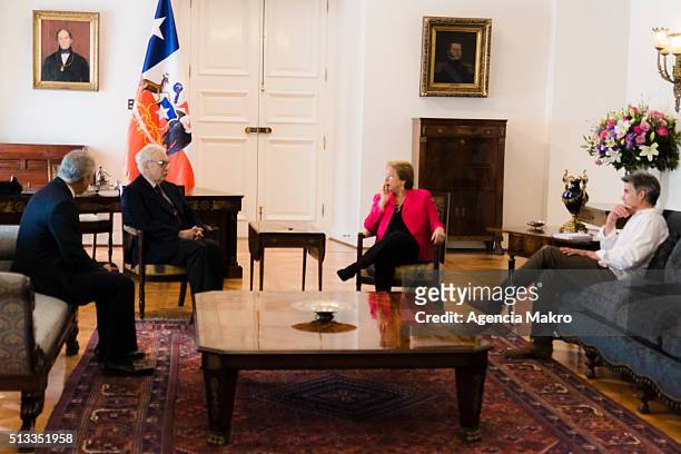 President of Chile Michelle Bachelet, along with the Minister of Culture Ernesto Ottone, received in audience the President of the Biennale di...