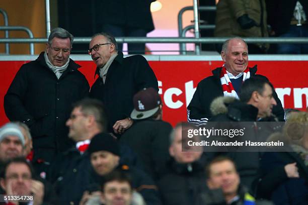 Uli Hoeness attends the Bundesliga match between FC Bayern Muenchen and 1. FSV Mainz 05 at Allianz Arena on March 2, 2016 in Munich, Germany.