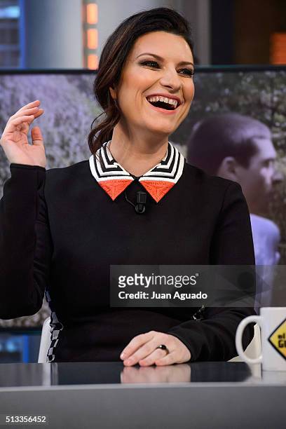 Laura Pausini attends 'El Hormiguero' TV Show at Vertice Studios on March 2, 2016 in Madrid, Spain.