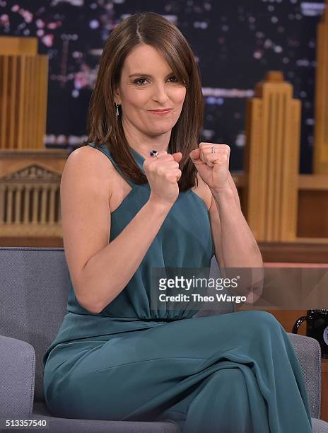 Tina Fey Visits "The Tonight Show Starring Jimmy Fallon" at NBC Studios on March 2, 2016 in New York City.