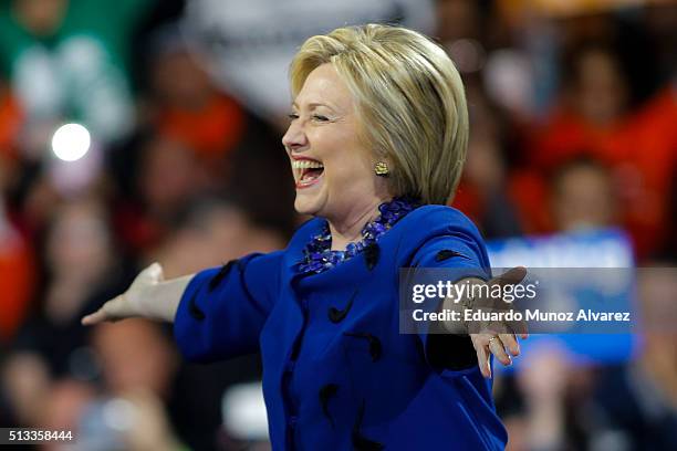 Democratic presidential candidate Hillary Clinton arrives at a rally at the Javits Center on March 2, 2016 in New York City. The former secretary of...