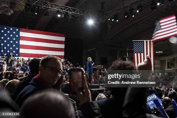 Democratic Presidential Candidate Hillary Clinton holds a rally following Super Tuesday on March 2, 2016 in New York City. The former secretary of...