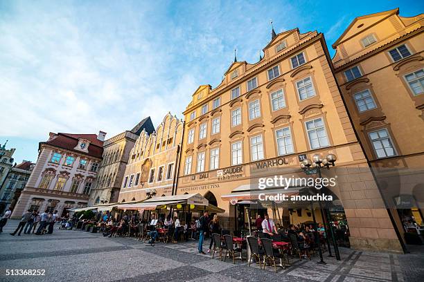 people eating outdoors in prague - andy warhol museum stock pictures, royalty-free photos & images