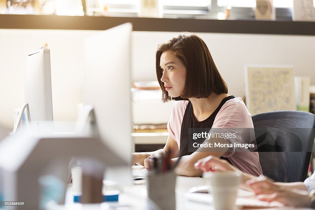 Businesswoman using computer