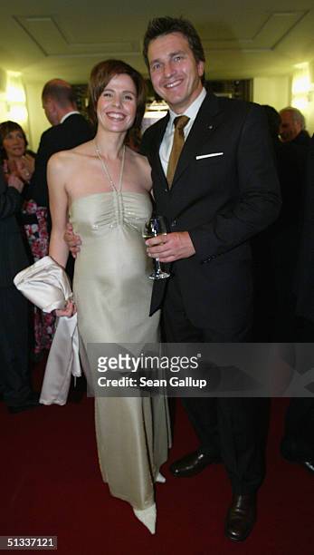 Pregnant Franziska Schenk and her husband Thomas attend the Goldene Henne Awards at Friedrichstadtpalast on September 22, 2004 in Berlin, Germany.