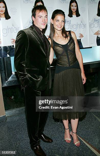 Actress Katie Holmes and fiance Chris Klein attend a special screening of "First Daughter" hosted by Seventeen Magazine on September 22, 2004 at the...