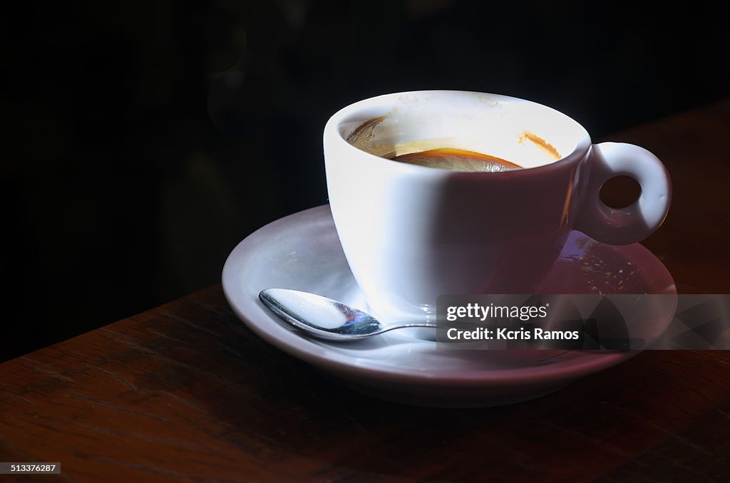 White cup with coffee