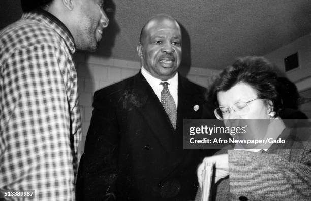 Politician and Maryland congressional representative Elijah Cummings during an election, February 24, 1996.