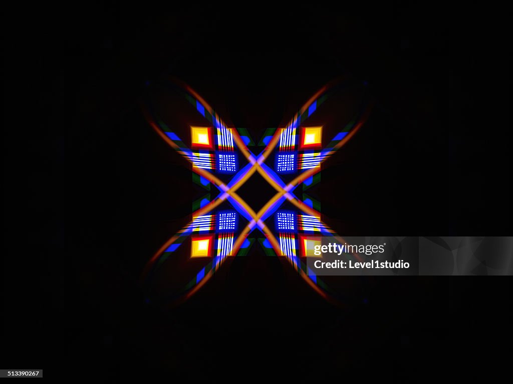 A geometric pattern of a group of light rays