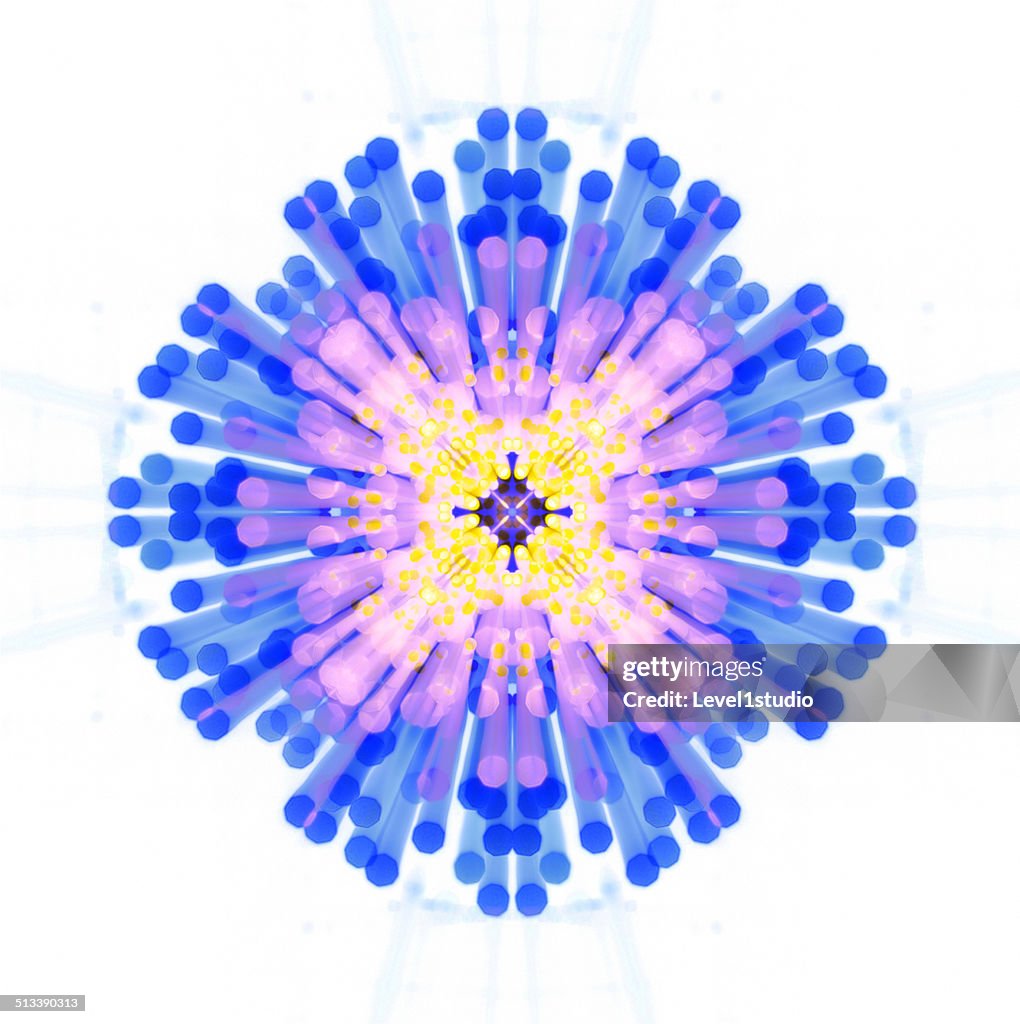 A geometric pattern of a group of light rays