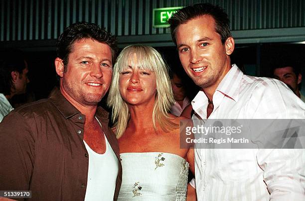 March 2002 - Peter Phelps + wife Donna Fowkes + Ian Stenlake - at the Omega Wrap Party for the Melbourne Fashion Festival.