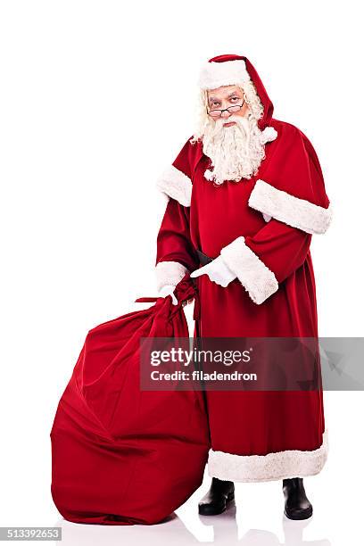 santa claus - santa sack isolated stock pictures, royalty-free photos & images