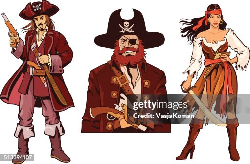 Três piratas caracteres-Avatares Três piratas caracteres-Avatares